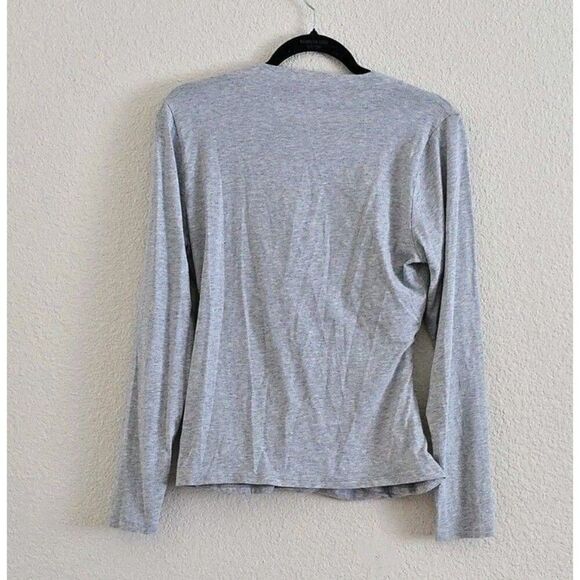 Sundance Raquel V Neck Long Sleeve Cotton Wrap Top Size Large Solid Gray - Picture 6 of 7